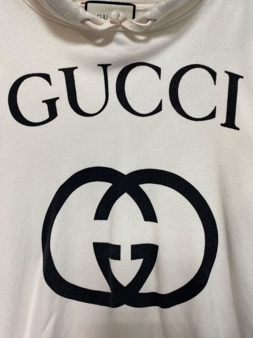 GUCCI（グッチ）GUCCI (グッチ) インターロッキングG フーデッドスウェットシャツ アイボリー サイズ:Lの古着・服飾アイテム