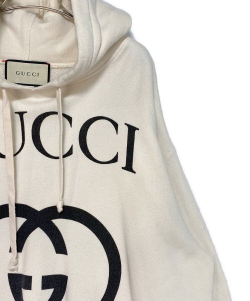 GUCCI（グッチ）GUCCI (グッチ) インターロッキングG フーデッドスウェットシャツ アイボリー サイズ:Lの古着・服飾アイテム