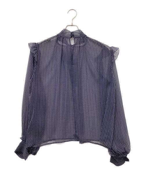 Noble（ノーブル）Noble (ノーブル) ジオメトリックボーブラウス ネイビー サイズ:Freeの古着・服飾アイテム