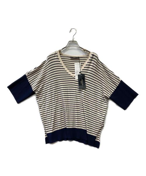 WEEKEND Max Mara（ウィークエンド マックスマーラ）WEEKEND Max Mara (ウィークエンド マックスマーラ) 半袖切替ボーダーニット サイズ:Mの古着・服飾アイテム