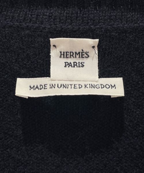 HERMES（エルメス）HERMES (エルメス) Vネックカシミヤニットワンピース ネイビー サイズ:38の古着・服飾アイテム