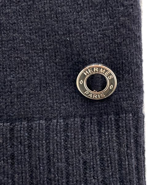 HERMES（エルメス）HERMES (エルメス) Vネックカシミヤニットワンピース ネイビー サイズ:38の古着・服飾アイテム