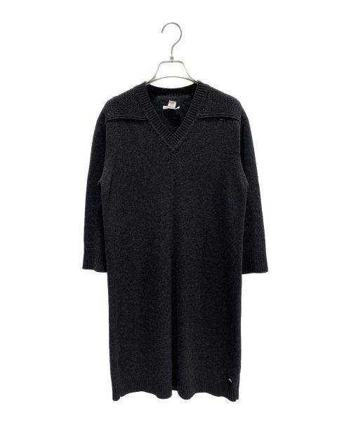 HERMES（エルメス）HERMES (エルメス) Vネックカシミヤニットワンピース グレー サイズ:36の古着・服飾アイテム