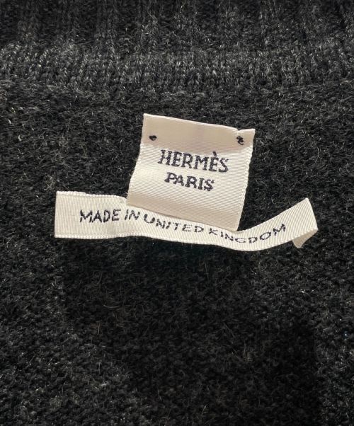 HERMES（エルメス）HERMES (エルメス) Vネックカシミヤニットワンピース グレー サイズ:36の古着・服飾アイテム