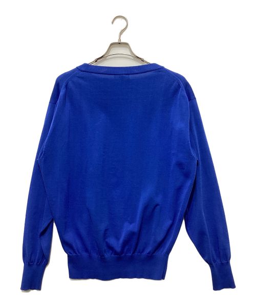 HERILL（ヘリル）HERILL (ヘリル) スビンコットン ツイスト オーバルネックニット ブルーの古着・服飾アイテム