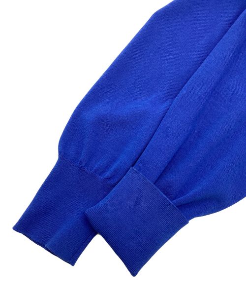 HERILL（ヘリル）HERILL (ヘリル) スビンコットン ツイスト オーバルネックニット ブルーの古着・服飾アイテム