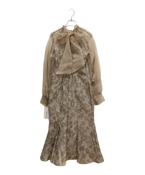 FRAY ID（フレイ アイディー）FRAY ID (フレイ アイディー) グロッシーレースジャガードマーメイドワンピース ベージュ サイズ:SIZE 0の古着・服飾アイテム