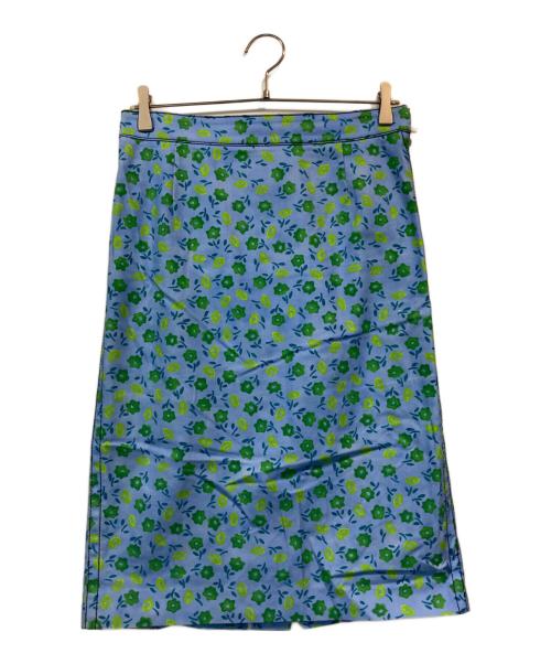 PRADA（プラダ）PRADA (プラダ) フラワープリントスカート ブルー サイズ:40sの古着・服飾アイテム