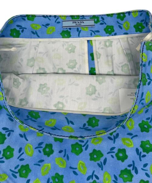 PRADA（プラダ）PRADA (プラダ) フラワープリントスカート ブルー サイズ:40sの古着・服飾アイテム