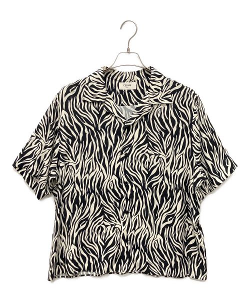CELINE（セリーヌ）CELINE (セリーヌ) ゼブラ柄/ビスコース/ハワイアンシャツ ホワイト×ブラック サイズ:42の古着・服飾アイテム