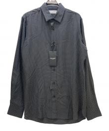 Saint Laurent Paris（サンローランパリ）の古着「マイクロドットシルクシャツ」｜ブラック