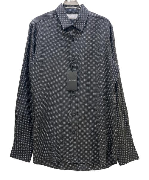 Saint Laurent Paris（サンローランパリ）Saint Laurent Paris (サンローランパリ) マイクロドットシルクシャツ ブラック サイズ:39 未使用品の古着・服飾アイテム