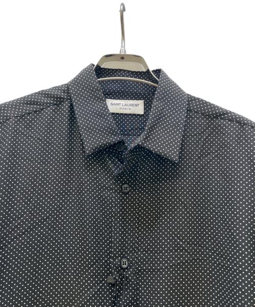 Saint Laurent Paris（サンローランパリ）Saint Laurent Paris (サンローランパリ) マイクロドットシルクシャツ ブラック サイズ:39 未使用品の古着・服飾アイテム