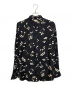 Saint Laurent Parisサンローランパリ）の古着「16AW 音符総柄レーヨンシャツ/エディ期/Archive」｜ブラック×ホワイト