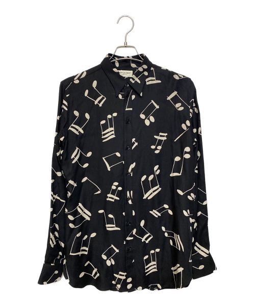 Saint Laurent Paris（サンローランパリ）Saint Laurent Paris (サンローランパリ) 16AW 音符総柄レーヨンシャツ/エディ期/Archive ブラック×ホワイト サイズ:40の古着・服飾アイテム