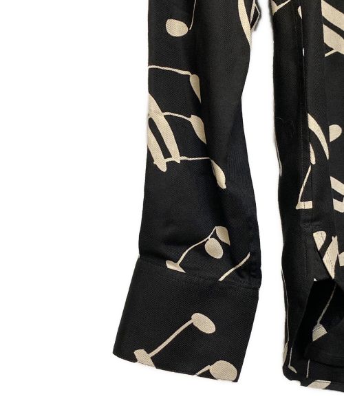 Saint Laurent Paris（サンローランパリ）Saint Laurent Paris (サンローランパリ) 16AW 音符総柄レーヨンシャツ/エディ期/Archive ブラック×ホワイト サイズ:40の古着・服飾アイテム