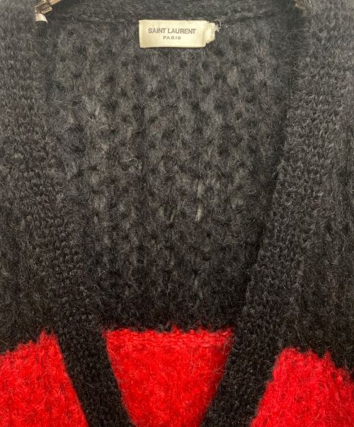 Saint Laurent Paris（サンローランパリ）Saint Laurent Paris (サンローランパリ) モヘヤカーディガン/13AW/エディ期/Archive レッド×ブラック サイズ:XSの古着・服飾アイテム