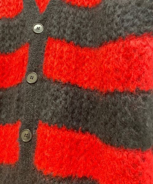 Saint Laurent Paris（サンローランパリ）Saint Laurent Paris (サンローランパリ) モヘヤカーディガン/13AW/エディ期/Archive レッド×ブラック サイズ:XSの古着・服飾アイテム