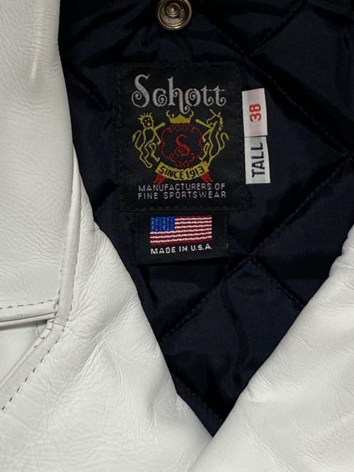 SCHOTT BROS.（ショットブロス）SCHOTT BROS. (ショットブロス) 613UST ダブルライダースジャケット ホワイト サイズ:38の古着・服飾アイテム