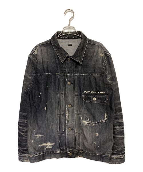 SEQUEL（シークエル）SEQUEL (シークエル) FRAGMENT DESIGN (フラグメントデザイン) DAMAGE DENIM JACKET ブラック サイズ:Lの古着・服飾アイテム