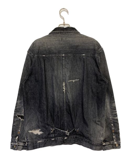 SEQUEL（シークエル）SEQUEL (シークエル) FRAGMENT DESIGN (フラグメントデザイン) DAMAGE DENIM JACKET ブラック サイズ:Lの古着・服飾アイテム