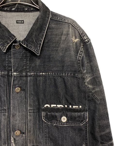 SEQUEL（シークエル）SEQUEL (シークエル) FRAGMENT DESIGN (フラグメントデザイン) DAMAGE DENIM JACKET ブラック サイズ:Lの古着・服飾アイテム