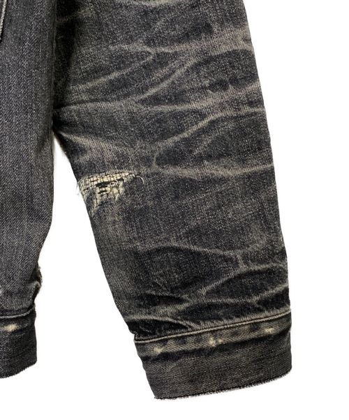 SEQUEL（シークエル）SEQUEL (シークエル) FRAGMENT DESIGN (フラグメントデザイン) DAMAGE DENIM JACKET ブラック サイズ:Lの古着・服飾アイテム