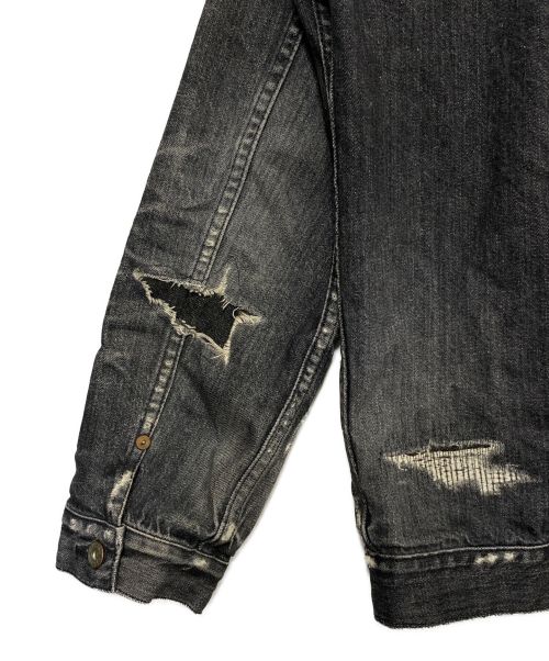 SEQUEL（シークエル）SEQUEL (シークエル) FRAGMENT DESIGN (フラグメントデザイン) DAMAGE DENIM JACKET ブラック サイズ:Lの古着・服飾アイテム