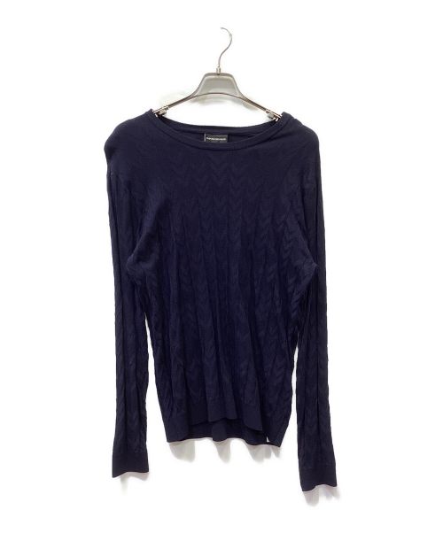 EMPORIO ARMANI（エンポリオアルマーニ）EMPORIO ARMANI (エンポリオアルマーニ) ジャガードニット ネイビー サイズ:Lの古着・服飾アイテム