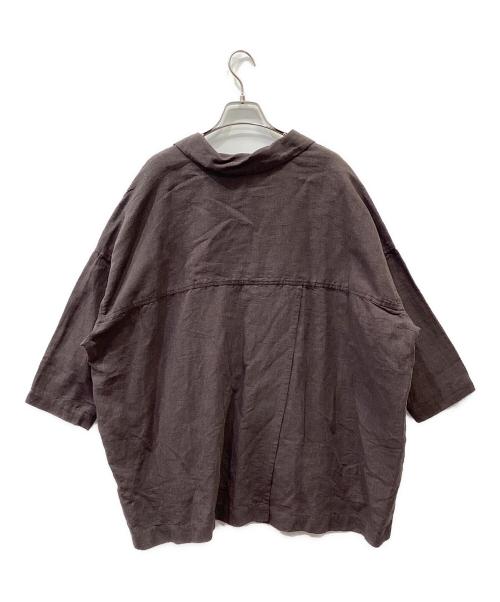 TSUHARU by samansa Mos2（ツハル バイ サマンサモスモス）TSUHARU by samansa Mos2 (ツハル バイ サマンサモスモス) リネンコットンビッグジャケット ダークブラウン サイズ:Fの古着・服飾アイテム