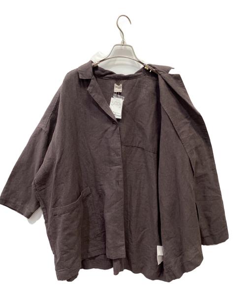 TSUHARU by samansa Mos2（ツハル バイ サマンサモスモス）TSUHARU by samansa Mos2 (ツハル バイ サマンサモスモス) リネンコットンビッグジャケット ダークブラウン サイズ:Fの古着・服飾アイテム