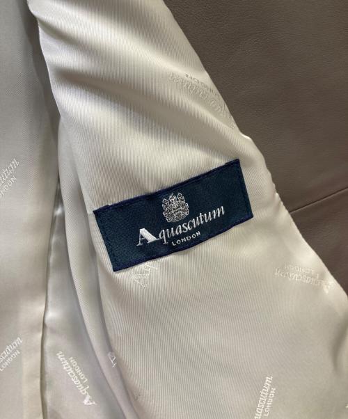 Aquascutum（アクアスキュータム）Aquascutum (アクアスキュータム) レザーライダースジャケット ブラウン サイズ:SIZE 6の古着・服飾アイテム