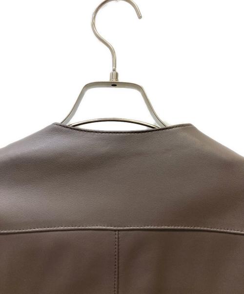 Aquascutum（アクアスキュータム）Aquascutum (アクアスキュータム) レザーライダースジャケット ブラウン サイズ:SIZE 6の古着・服飾アイテム