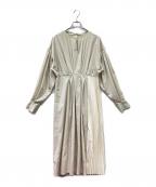 ELENDEEKエレンディーク）の古着「アシメプリーツワンピース」｜ベージュ