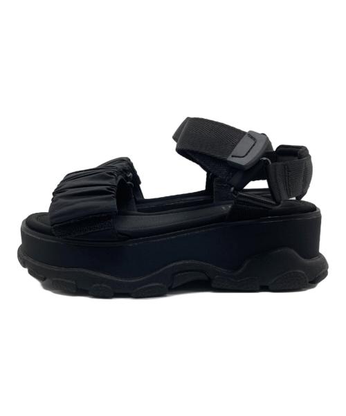 emmi atelier（エミアトリエ）emmi atelier (エミアトリエ) ギャザーストラップサンダル ブラック サイズ:23.5の古着・服飾アイテム