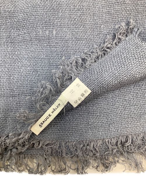 ASAUCE MELER（アソースメレ）ASAUCE MELER (アソースメレ) シルクリネン フリンジストール サックスブルーの古着・服飾アイテム