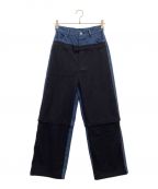 MAISON SPECIALメゾンスペシャル）の古着「デニムコンビスラックス」｜インディゴ×ブラック
