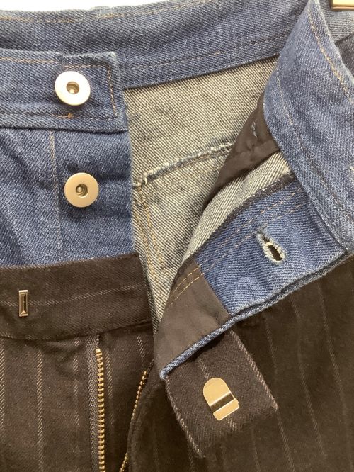 MAISON SPECIAL（メゾンスペシャル）MAISON SPECIAL (メゾンスペシャル) デニムコンビスラックス インディゴ×ブラック サイズ:38の古着・服飾アイテム