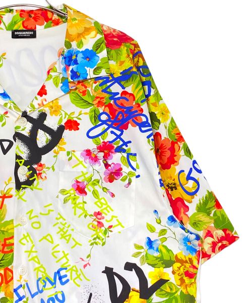 DSQUARED2（ディースクエアード）DSQUARED2 (ディースクエアード) オープンカラーシャツ ホワイト サイズ:Mの古着・服飾アイテム