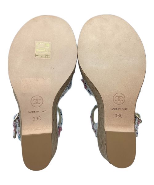 CHANEL（シャネル）CHANEL (シャネル) ツイードウェッジソールサンダル ピンク サイズ:36Cの古着・服飾アイテム