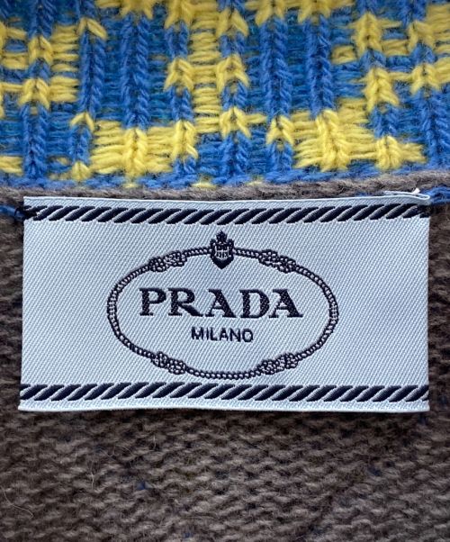 PRADA（プラダ）PRADA (プラダ) カシミヤ混カラーデザインニット グレー サイズ:38の古着・服飾アイテム