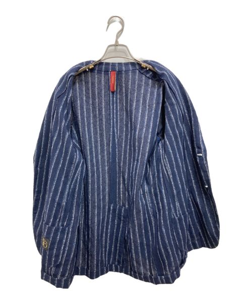 ernesto（エルネスト）ernesto (エルネスト) Gian Franco Bommezzadri (ジャン フランコ ボメザドリ) ストライプ2Bジャケット ネイビー サイズ:50の古着・服飾アイテム