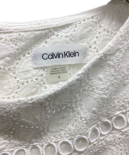 Calvin Klein（カルバンクライン）Calvin Klein (カルバンクライン) ノースリーブレースワンピース ホワイト サイズ:4の古着・服飾アイテム