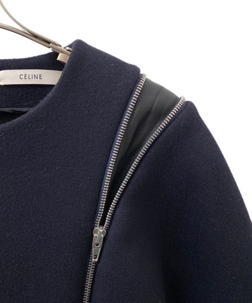 CELINE（セリーヌ）CELINE (セリーヌ) ウールカシミヤジップデザインプルオーバー ネイビー サイズ:36の古着・服飾アイテム