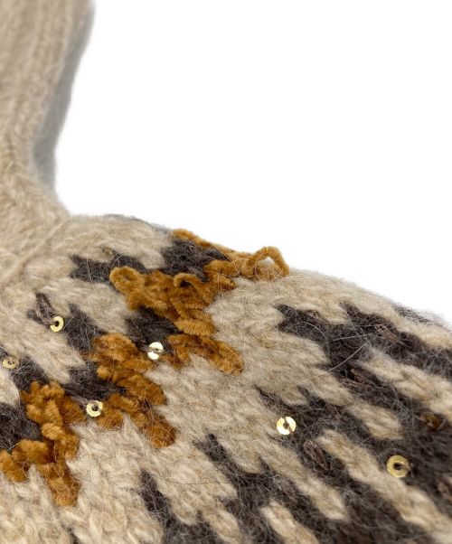 MIESROHE（ミースロエ）MIESROHE (ミースロエ) クロップドノルディックニット ベージュ サイズ:Fの古着・服飾アイテム