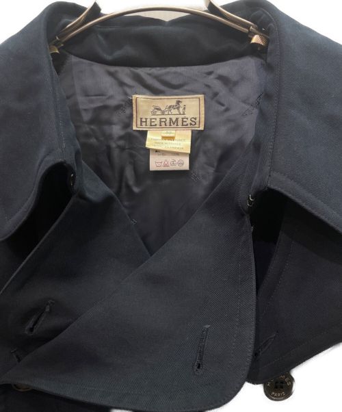 HERMES（エルメス）HERMES (エルメス) ダブル トレンチコート ネイビー サイズ:52の古着・服飾アイテム