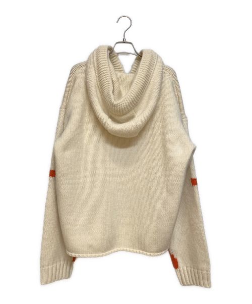 J.W.ANDERSON（ジェイダブリューアンダーソン）J.W.ANDERSON (ジェイダブリューアンダーソン) Anchor Logo Knit Hoodie（アンカーロゴニットフーディ） アイボリー×オレンジ サイズ:Sの古着・服飾アイテム