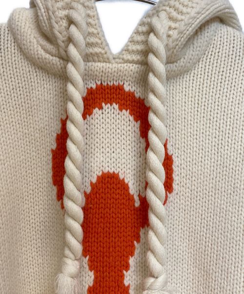 J.W.ANDERSON（ジェイダブリューアンダーソン）J.W.ANDERSON (ジェイダブリューアンダーソン) Anchor Logo Knit Hoodie（アンカーロゴニットフーディ） アイボリー×オレンジ サイズ:Sの古着・服飾アイテム