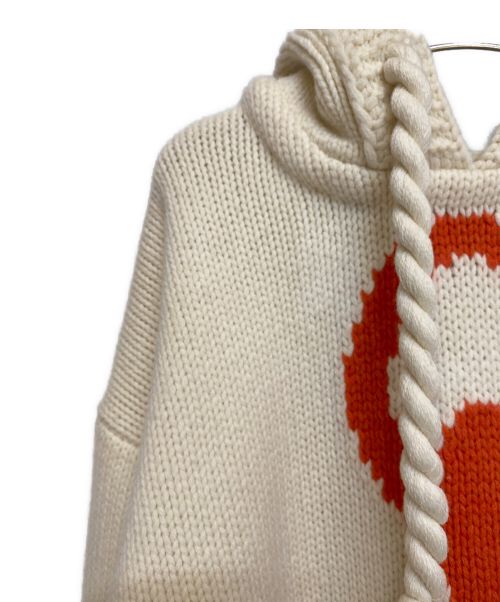 J.W.ANDERSON（ジェイダブリューアンダーソン）J.W.ANDERSON (ジェイダブリューアンダーソン) Anchor Logo Knit Hoodie（アンカーロゴニットフーディ） アイボリー×オレンジ サイズ:Sの古着・服飾アイテム