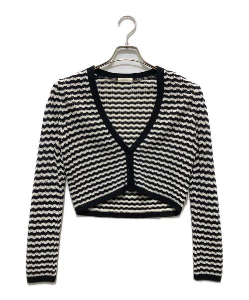 DES PRES（デ プレ）DES PRES (デ プレ) ウールレーヨンパターンニット ショートカーディガン ブラック サイズ:Fの古着・服飾アイテム